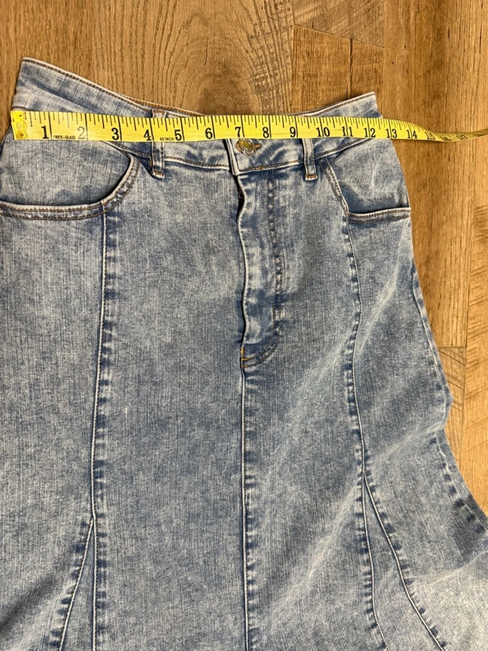 Maje Light Wash Denim Trumpet Flared Maxi Skirt - Picture 7 of 11